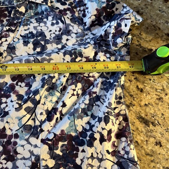 G.H. Bass & Co. Women’s Floral Blouse XL Short Sleeve Button Front Cotton Blend - Picture 6 of 7